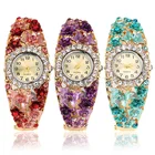 Модные женские часы с цветком и бабочкой, круглый циферблат, браслет со стразами, наручные часы