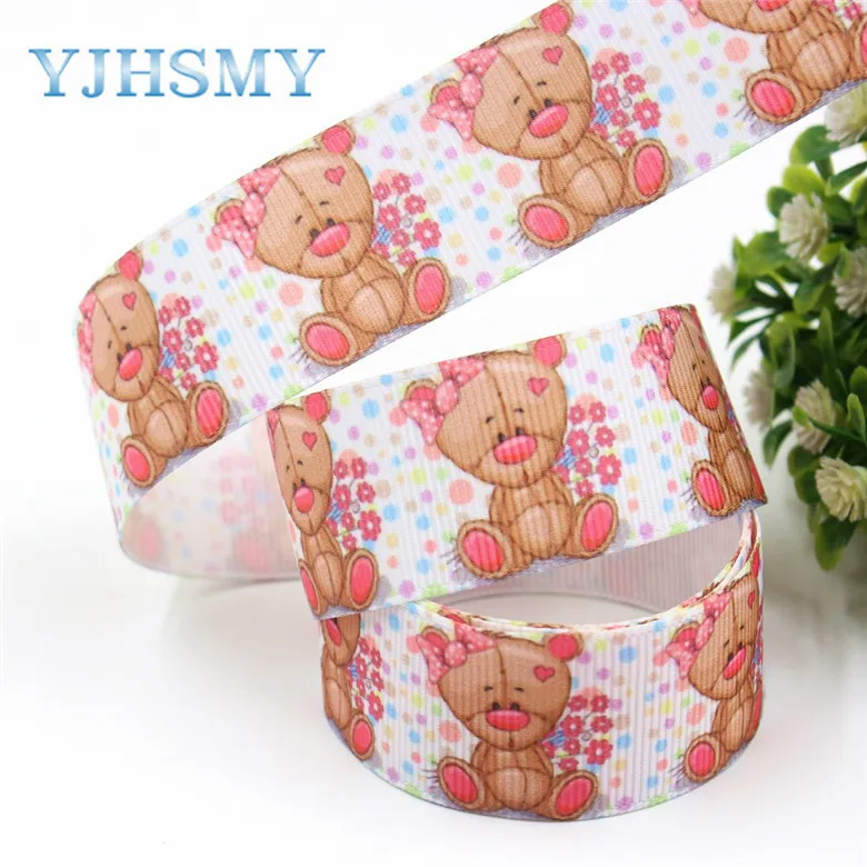 YJHSMY I-19307-533, 25 мм 5 ярдов животных мультфильм термотрансферные печатные корсажные ленты, лук кепки DIY аксессуары украшения - Цвет: I-19307-537