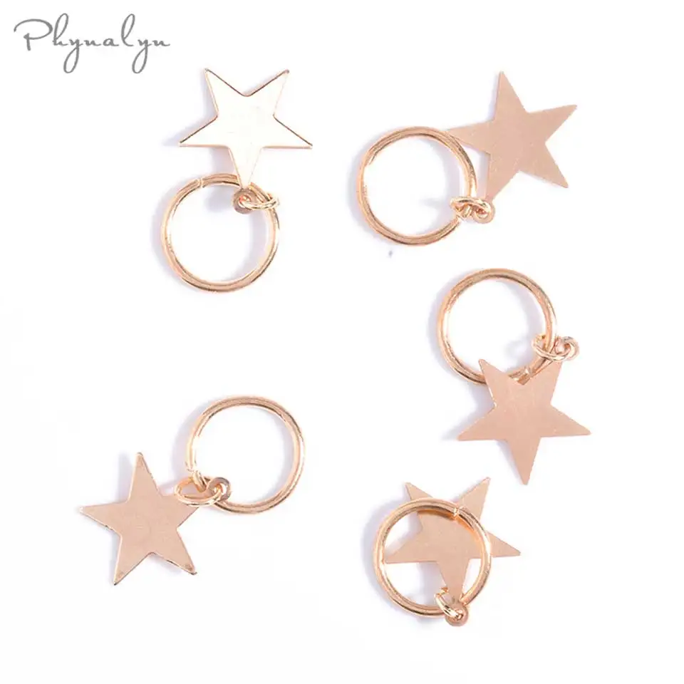 Golden Star Заколка для волос дреды бусины серебряные золотые волосы манжеты зажим оплетка обод кольцо 5 шт./лот Шарм дредлок аксессуары для наращивания - Цвет: Golden Star