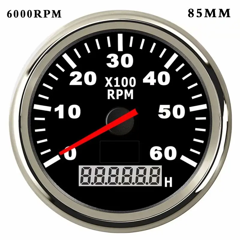 6000 rpm 85 мм/52 мм лодочный тахометр с ЖК-дисплеем 4000/6000/8000 об/мин Тахометр для дизельного бензинового двигателя Морской автомобиль Тахометр - Цвет: 6000 rpm