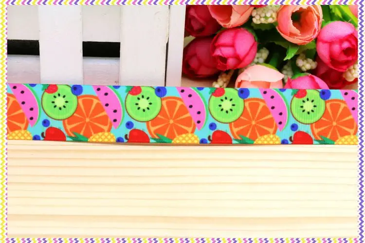 7/8 ''Бесплатная доставка корсажная лента с принтом фруктов головной убор