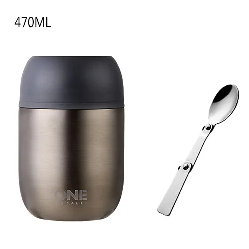470ml Gun gray Мультяшная чашка контейнер для еды термос бутылка термосы для еды для супа горшок ланч бокс для еды для супа контейнер 470 мл 750 мл - Color: 470ml Gun gray