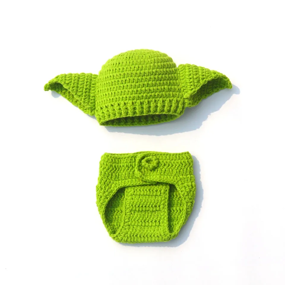 Infant Newborn Baby Boy Girl Crochet Costume Outfits Photography Props Star Wars Master Yoda Outfit Hat+Pant 0-6 Months | Детская одежда