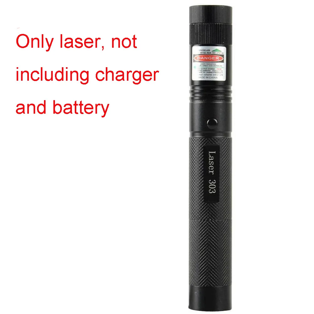 NO Charger battery Охотничий зеленый фиолетовый красный лазерный указатель лазерный прицел высота 10000 м 532 нм Мощный регулируемый фокус лазер с горящим лазером 303 - Цвет: NO Charger battery