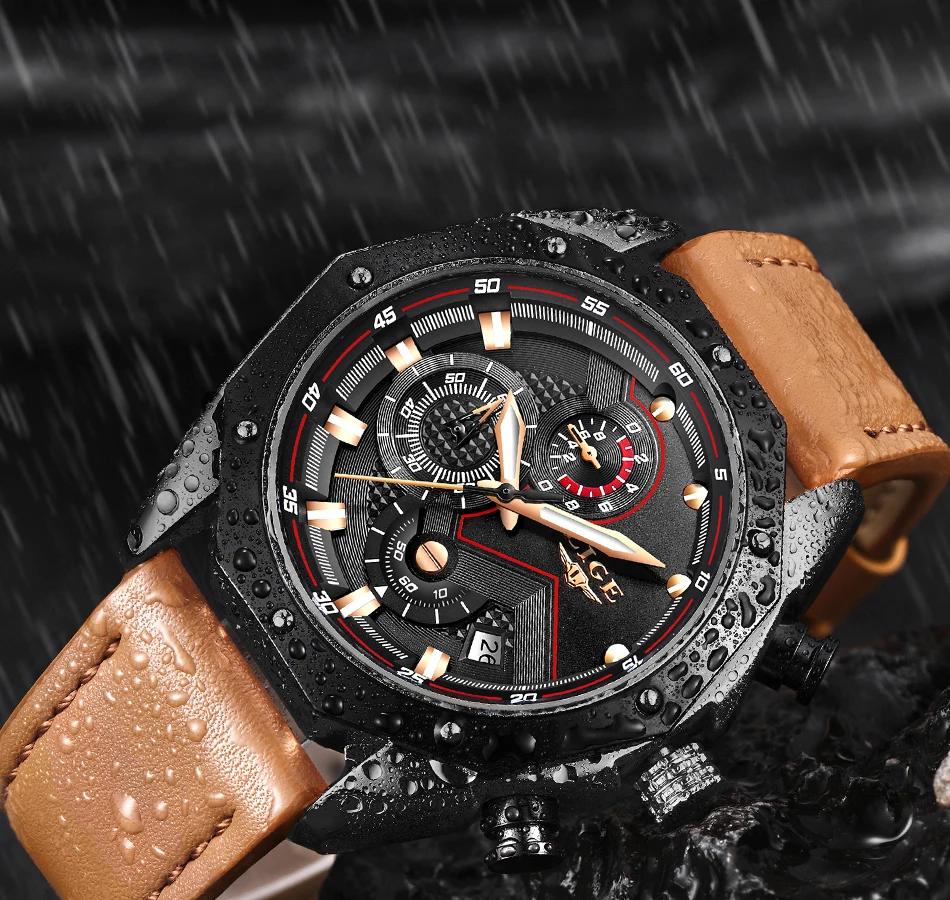 Relojes hombre, новинка, LIGE, мужские часы, Топ бренд, Роскошные, кварцевые, золотые часы, мужские, на каждый день, кожа, военные, водонепроницаемые, спортивные наручные часы