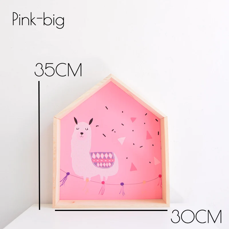 Pink big Новинка года, деревянная полка для детской комнаты, украшение для детской комнаты, деревянная полка с принтом для детской комнаты для мальчиков и девочек, Настенная декоративная полка - Цвет: Pink big