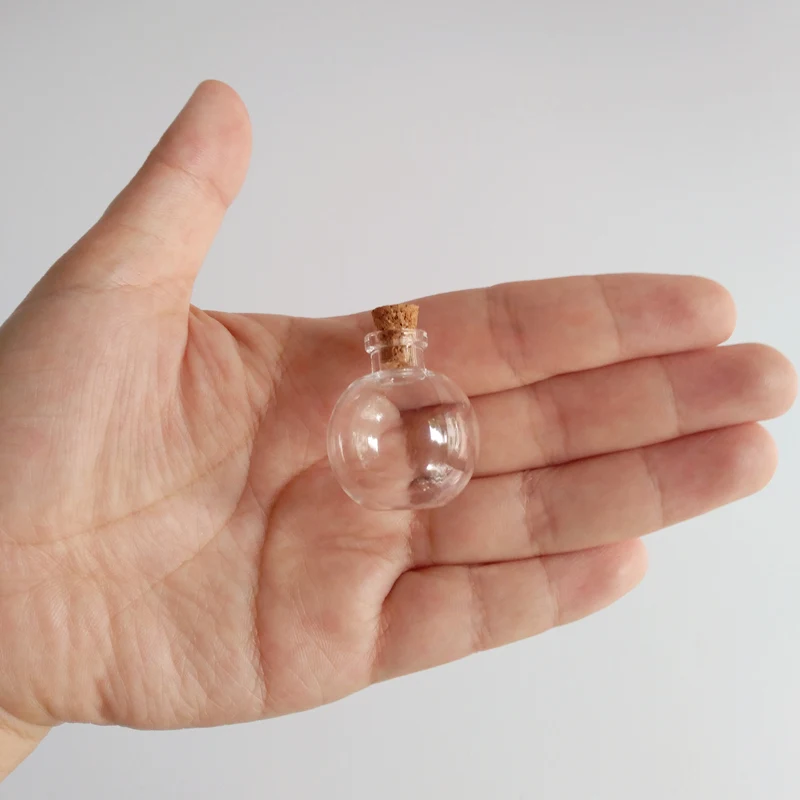 7ml Medium Ball shaped glass bottle with cork 27*32mm Small wish glass vials clear Pendant Decorative bottle 50pcs/lot