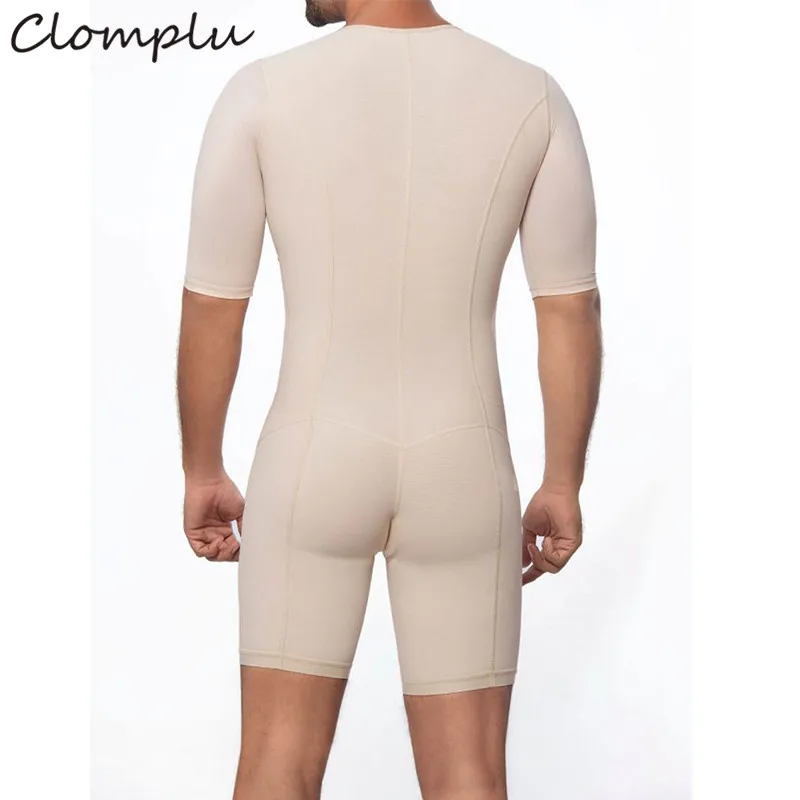 Clomplu, мужские кроссовки, миди рукав, Корректирующее белье, 6XL, на молнии, боди для мужчин, круглый вырез, размера плюс, полная длина, для похудения, Корректирующее белье