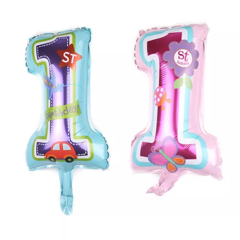 16 дюймов розовый и голубой номер 1 шар для мальчиков девочек Фольга Baby Shower детский