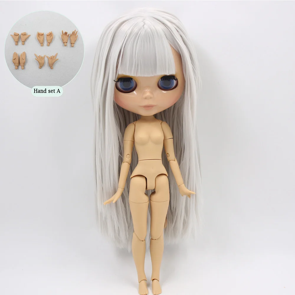 A doll with hand A ICY Nude Blyth Custom Doll No. BL1003 серые прямые волосы 1/6 bjd, pullip, licca, jerryberry - Цвет: A doll with hand A