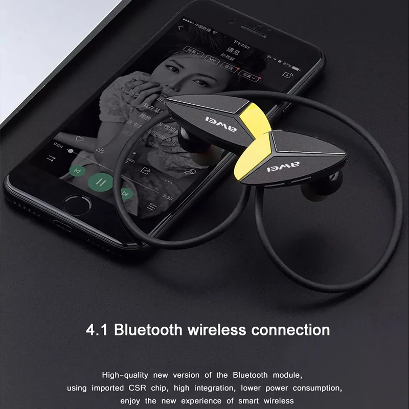 Водонепроницаемые Беспроводные Наушники AWEI A887BL с микрофоном Bluetooth совместимые