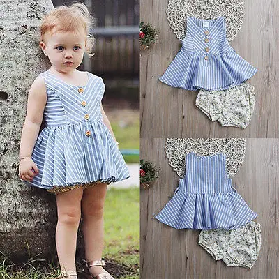 Детское платье без рукавов в полоску | Мать и ребенок