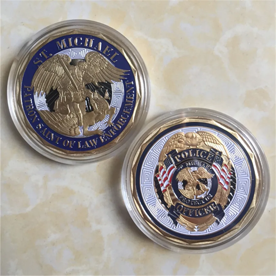 

Free shipping,St Michael Police Officer Badge Law Enforcement Challenge Coin collectible