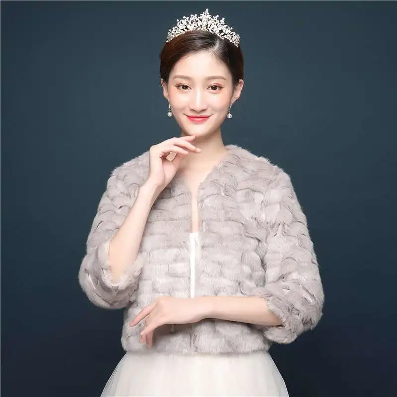 Faux Fur Coat Bride Shawl Autumn And Winter Models Wedding Accessories Long Sleeved Dresses Hair | Свадьбы и торжества