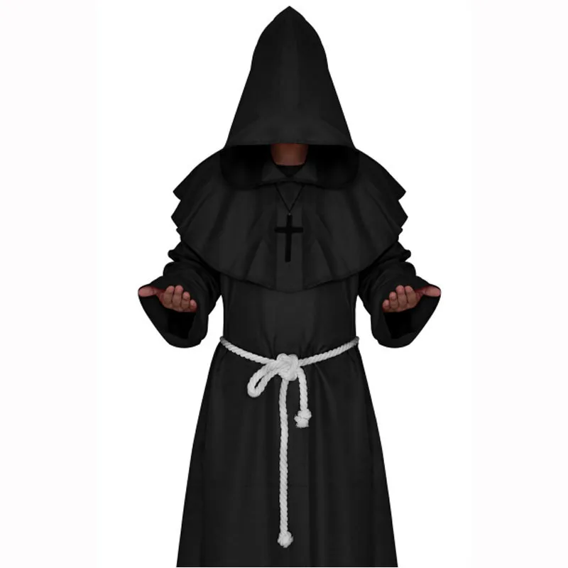 Средневековое платье Мужская одежда мужской косплей Хэллоуин плащ с капюшоном