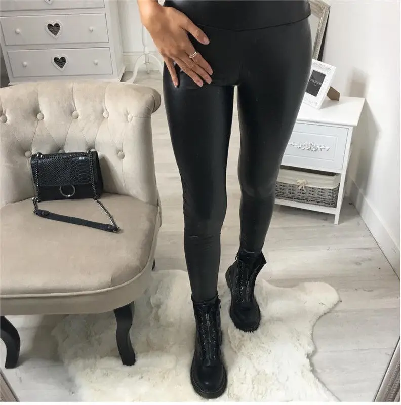 Женские штаны из искусственной кожи Fashin леопардовые тонкие эластичные леггинсы