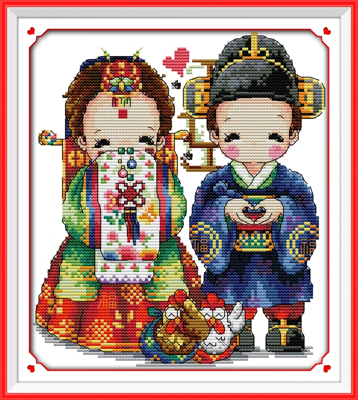 

Joy Sunday Korean wedding Needlework Cross Stitch Sets for Embroidery Kits Precise Printed Factory Sale Counted Cross-Stitching