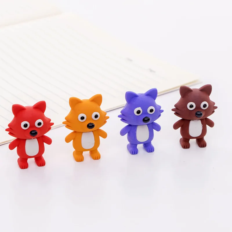 

48pc/lot New Fox model animal rubber eraser/ stationery for children students/nice gift eraser/wholesale