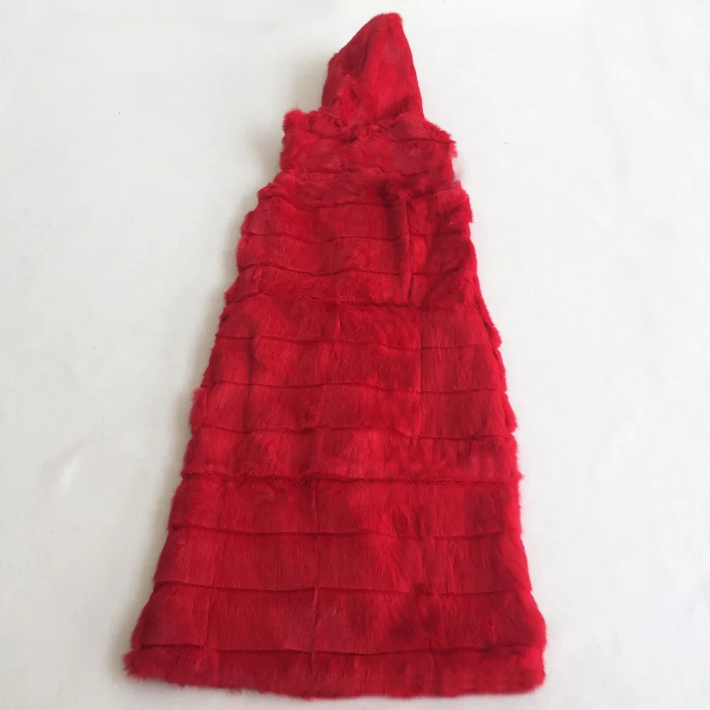 2019 натуральный Меховой жилет с капюшоном из натурального кроличьего меха зимняя