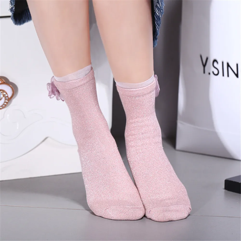 Забавные Женские носочки с камелией маленькие однотонные носки кружевные без