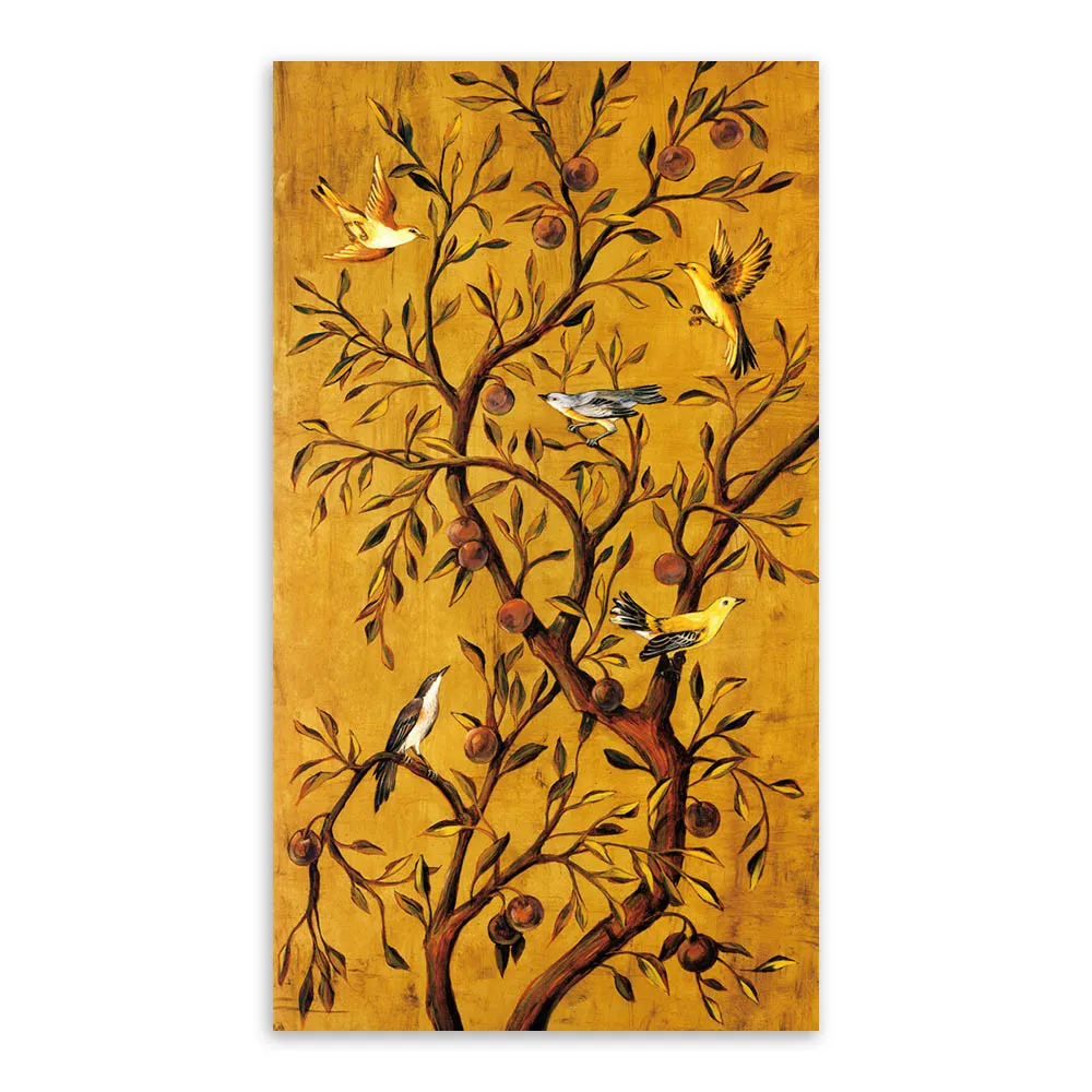 3 Фортуны деревья Темный современный ВИНТАЖНЫЙ ПЛАКАТ ПЕЧАТЬ Птица Животное