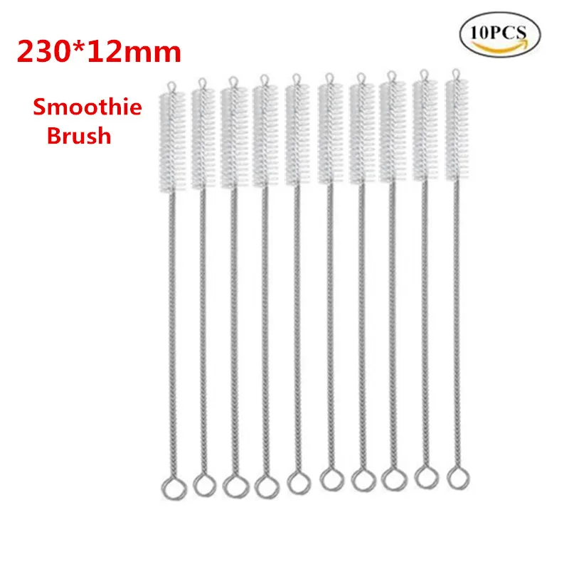 Smoothie Brush 10pcs Биоразлагаемая бамбуковая Питьевая солома, заостренный мыльный молочный чай, соломинки для смузи, широкие, большие, экологически чистые, многоразовые соломы для чая Boba - Цвет: Smoothie Brush 10pcs