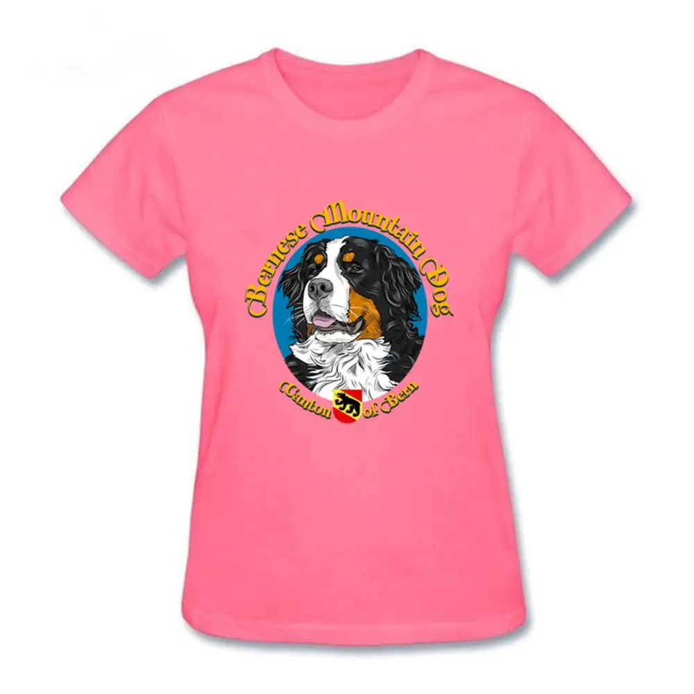 Женская футболка Bernese mountain dog белая Повседневная с круглым вырезом и принтом лето