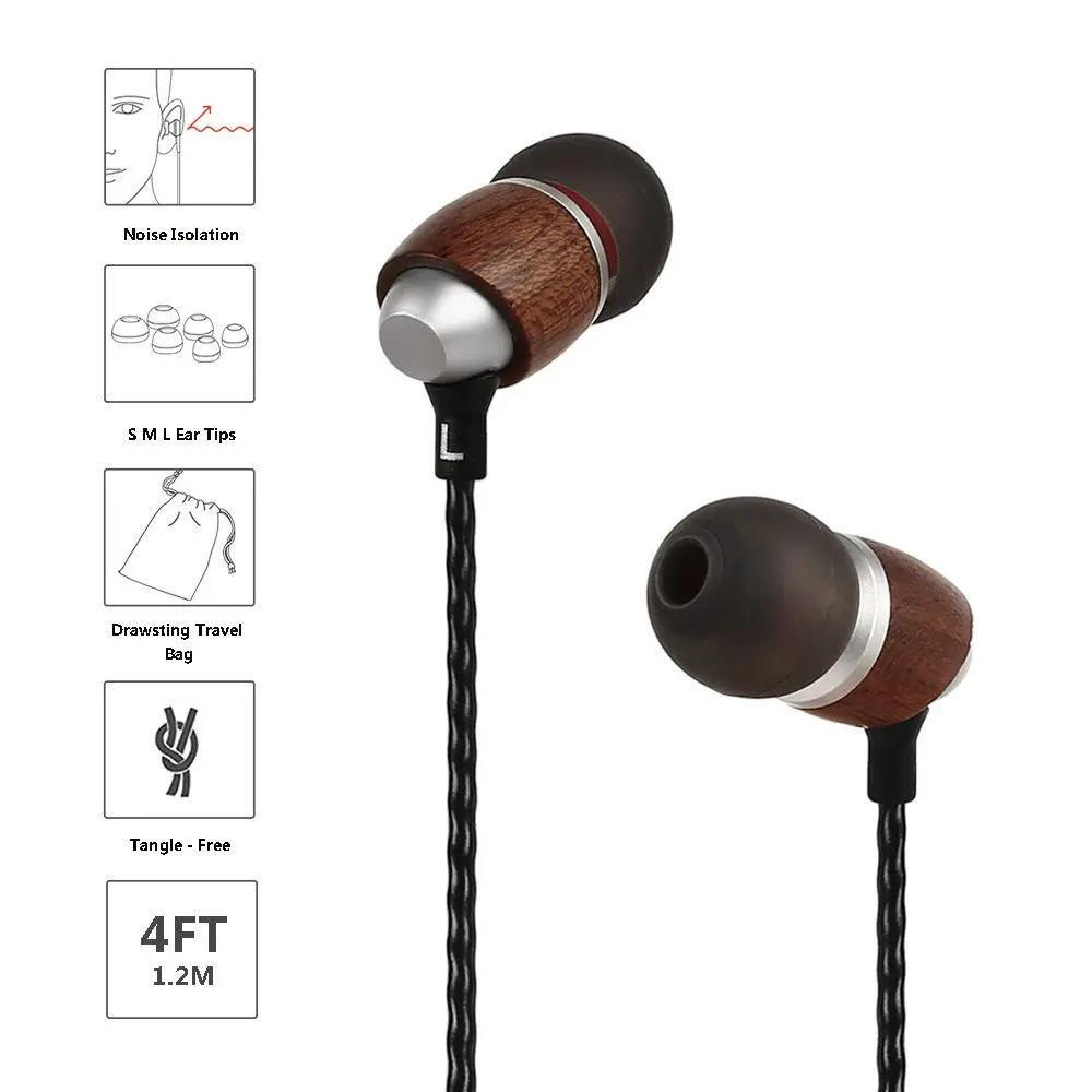 SIVGA M001 деревянные поршневые наушники-вкладыши спортивные наушники HiFi стерео