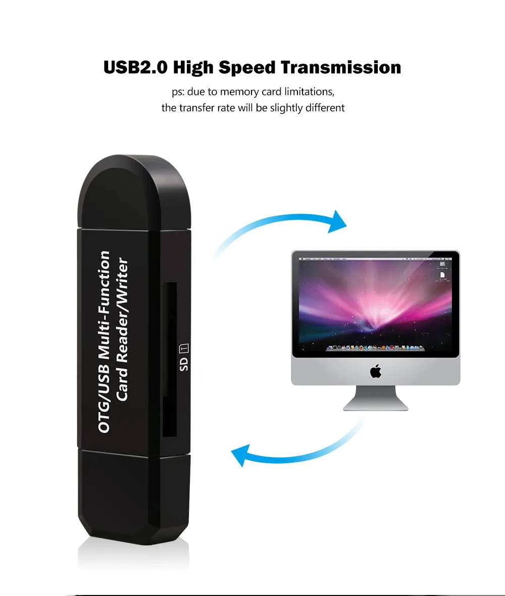 Memery карты устройство для чтения Micro USB OTG к USB 2,0 адаптер SD кард-ридер для Android телефона