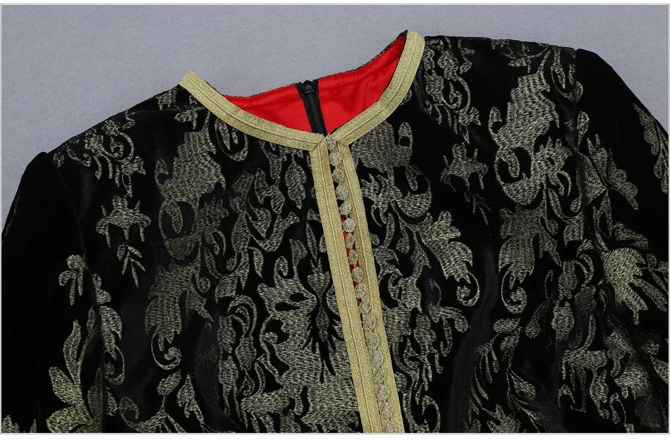 Благородное Золотое Платье с вышивкой Caftan Romeo, элегантное вельветовое платье, новое платье с круглым вырезом и Боковым Разрезом, с длинным рукавом, с вырезом, макси, облегающее платье