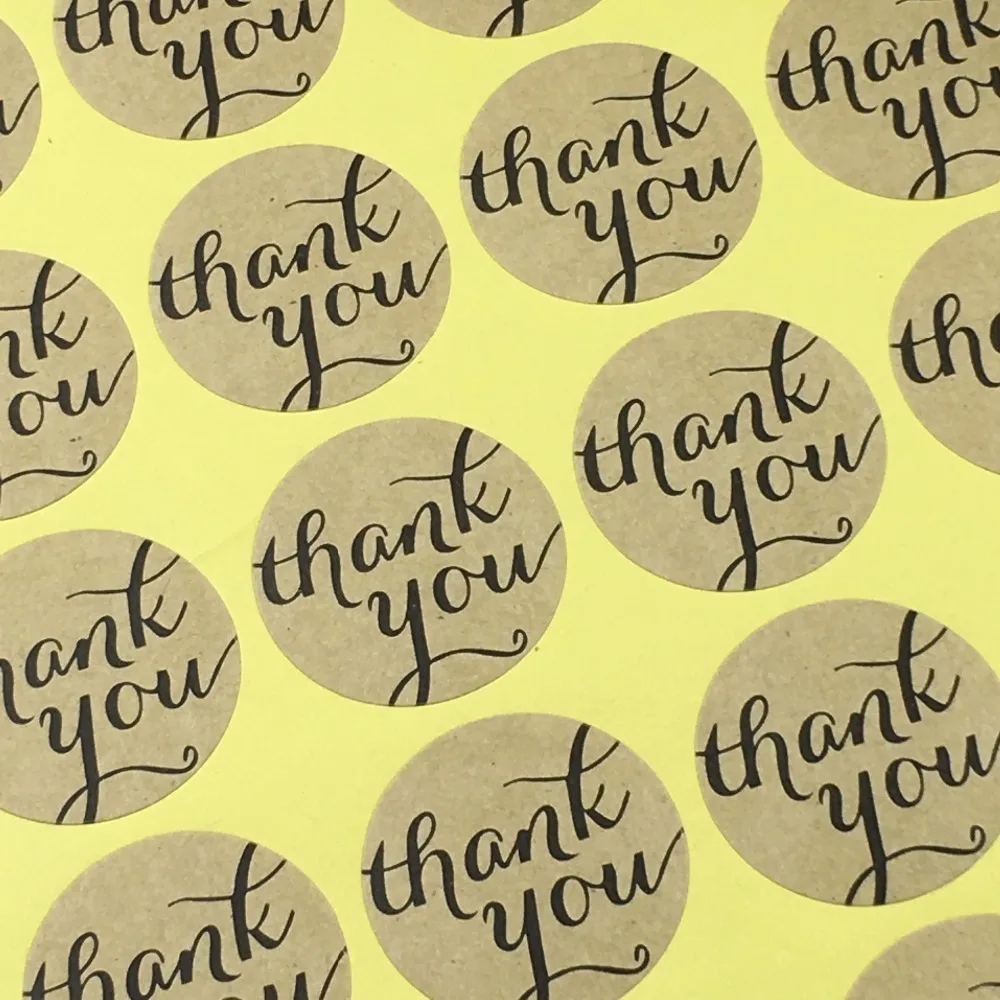 Модные круглые наклейки 1200 шт./лот 3 см из крафт-бумаги с надписью Thank You сделай сам