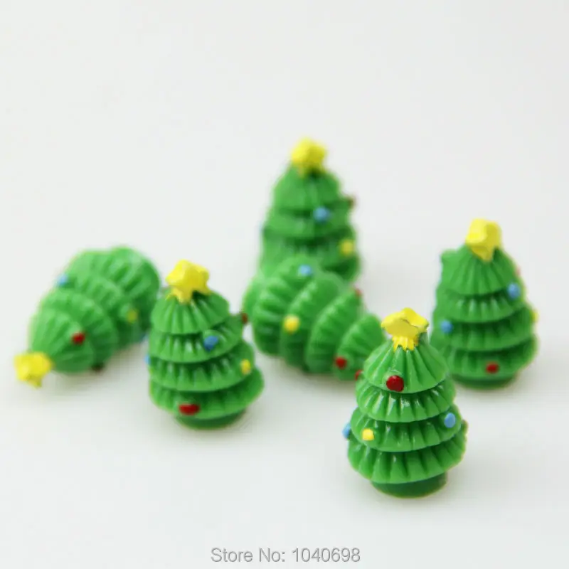 

10pcs/lot hot resin solid simulation Christmas tree 21mm crafts DIY dollhouse christmas Jewelry Making Findings