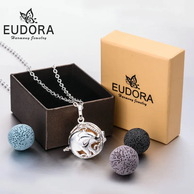 EUDORA 20 мм ожерелье с подвеской в виде слона камень из вулканической лавы цепочка