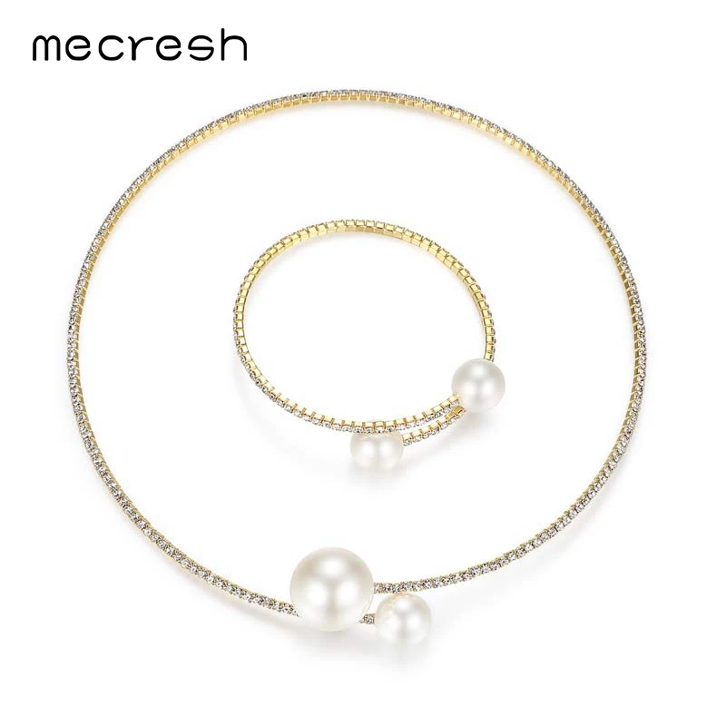Mecresh Простые Свадебные Ювелирные наборы с искусственным жемчугом модные