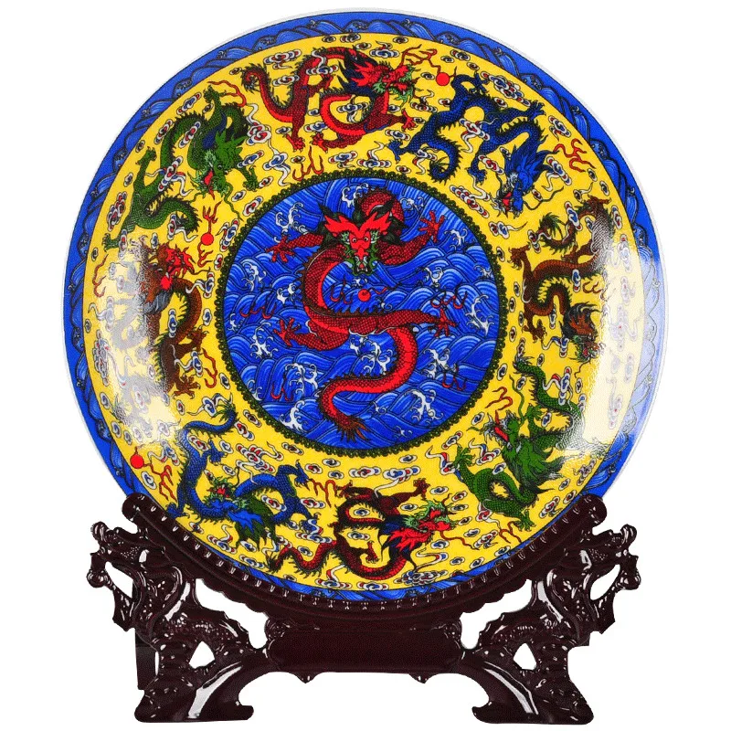 Fengshui художественная керамическая декоративная тарелка Древние китайские Девять