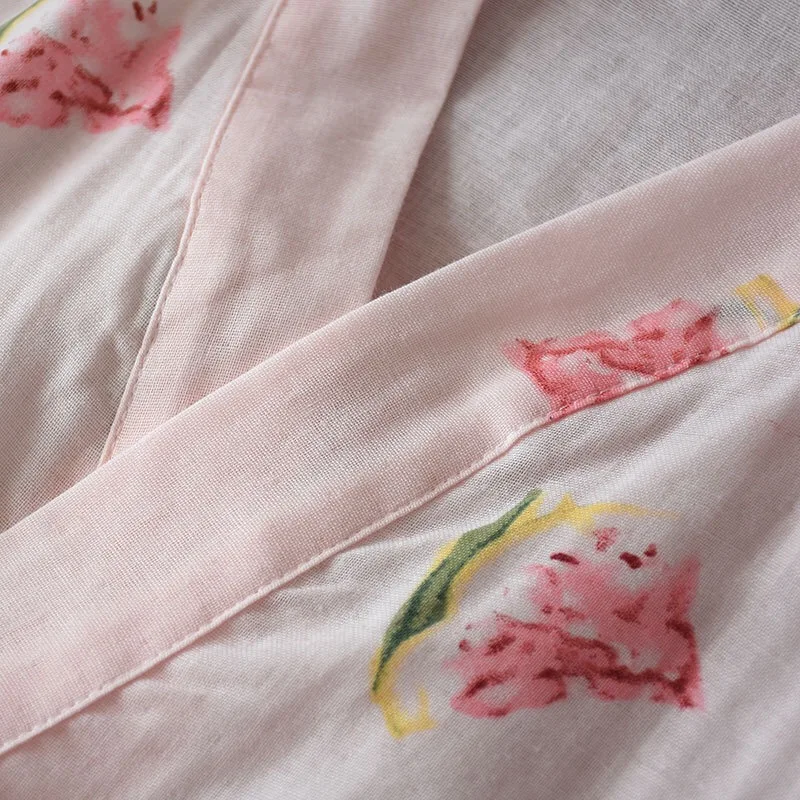 Новинка яркие халаты женская летняя модель 100% марлевая хлопковая Тонкая