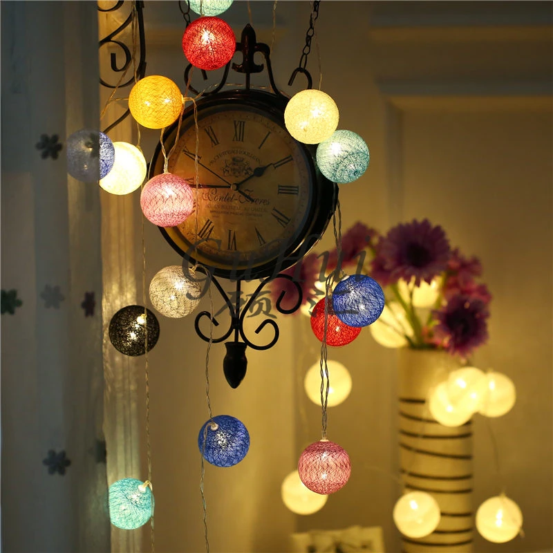 Разноцветные гирлянды из хлопка ручной работы сказочное освещение патио