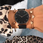 Женские наручные часы Mavis Hare, браслет из нержавеющей стали цвета розового золота и черного сетчатого браслета, подарок