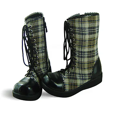 Ручной синий и белый в клетку искусственная кожа 4 см платформа школа лолита