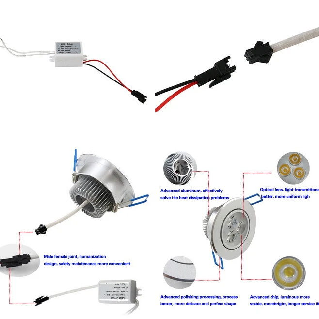 

3 W Ceiling downlight LED ceiling lamp Recessed Spot light 220V for home illumination Freeshipping