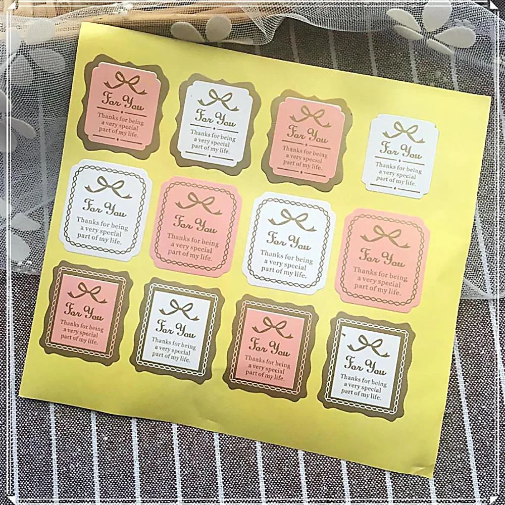 108 шт. золотые буквы Белые и розовые для вас еда этикетка упаковка печать бирок