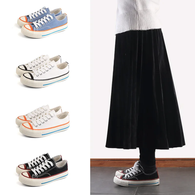 Новая женская парусиновая обувь двухцветная Классическая 2019 г. Zapatos De Mujer