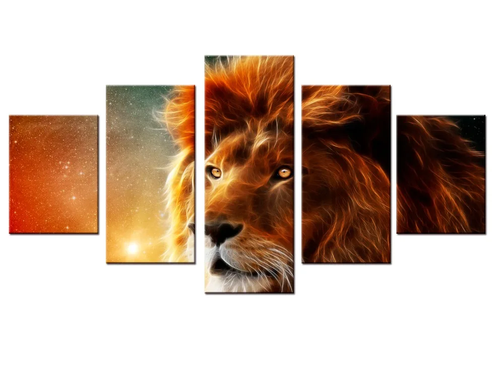 5 шт./компл. Большой размер Печать Картина маслом Король Лев настенная живопись