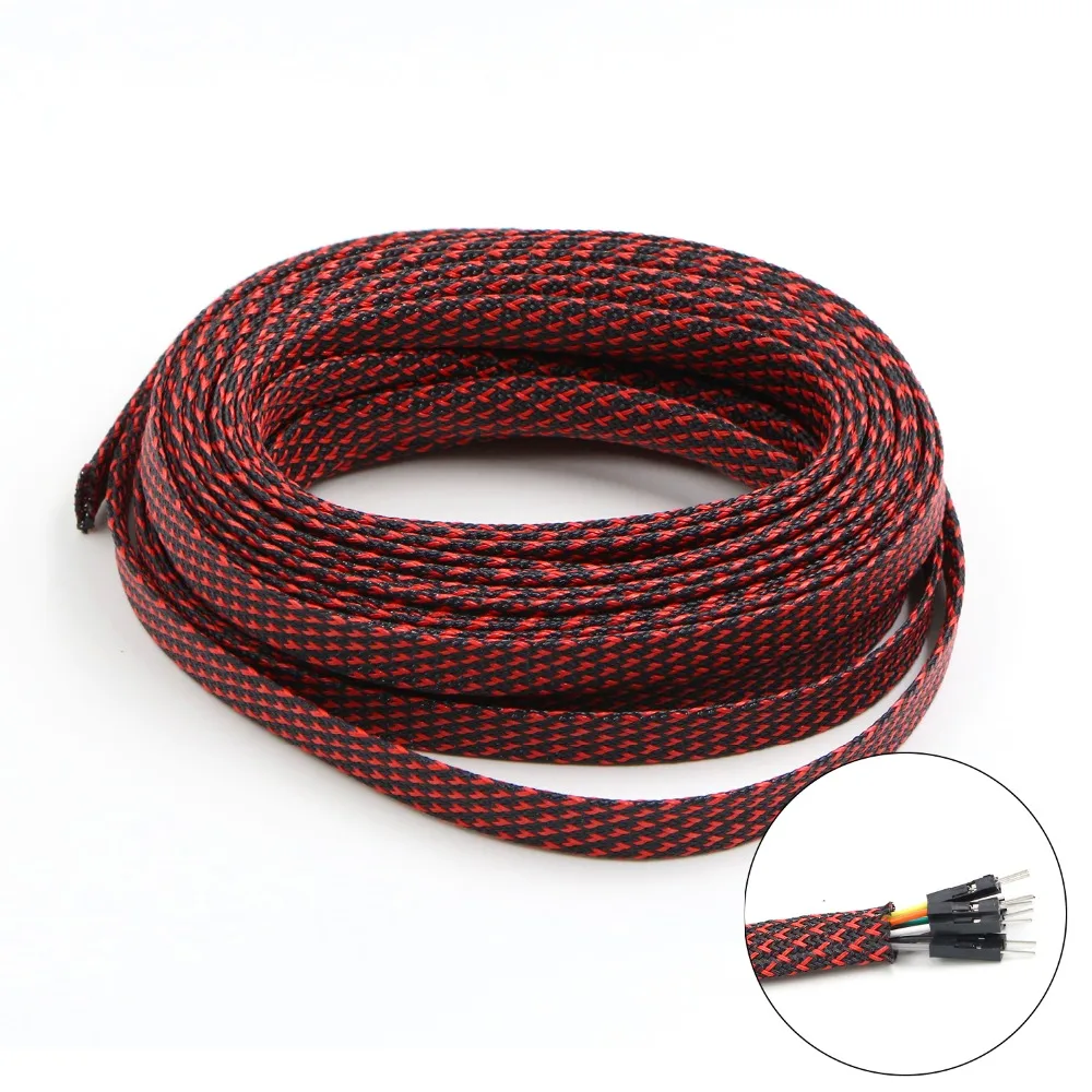 33ft BlackRed 10 м 4 6 8 12 14 16 мм оплетка PET расширяемая муфта Высокая плотность обшивка