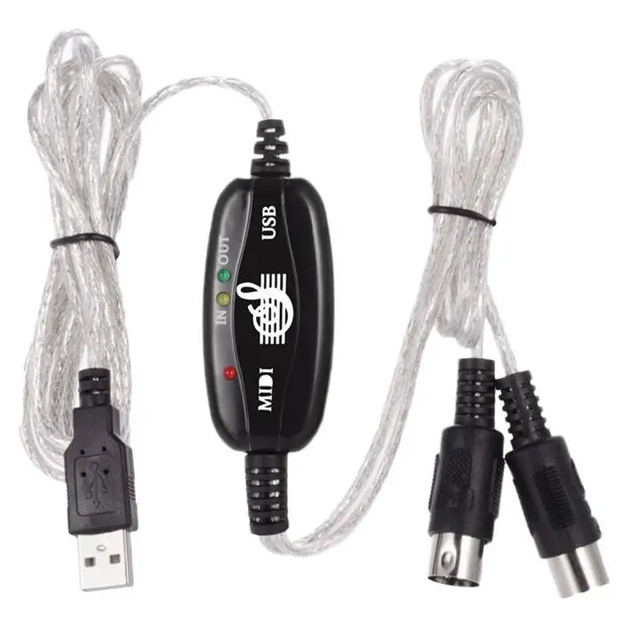 USB в кабель MIDI конвертер для музыки Адаптер клавиатуры черный шнур 190 см/74 8 дюйма| |