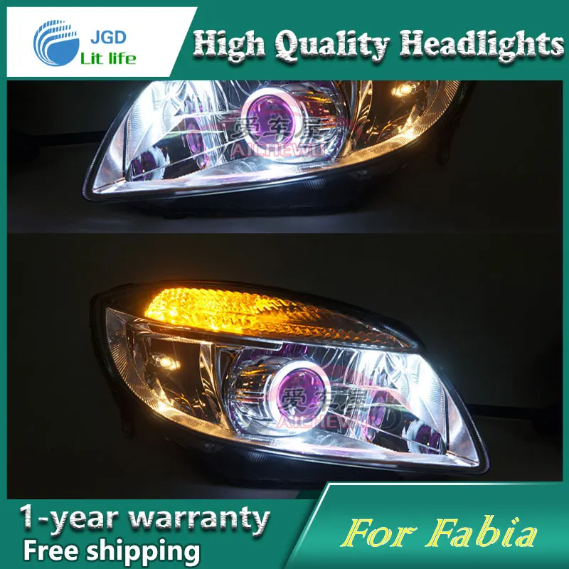 Чехол для автомобильного стайлинга налобный фонарь Skoda Fabia 2007 2015 светодиодный