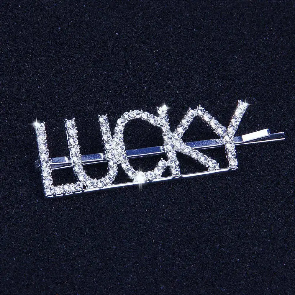 LUCKY 1 шт. блестящие очаровательные сексуальные заколки для волос с буквенным принтом заколки для девочек инструмент для укладки заколка для волос алмазная заколка женские аксессуары для волос - Цвет: LUCKY