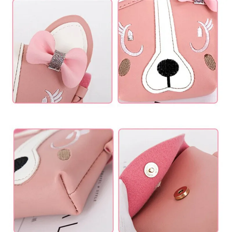 Детская мультяшная сумка на плечо для девочек с милым животным принтом держатель