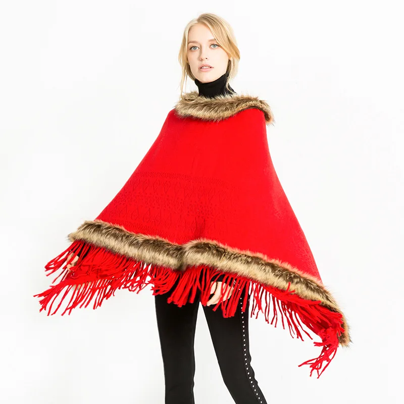 Женская модная осенне-зимняя теплая шаль из искусственной шерсти с - Фото №1