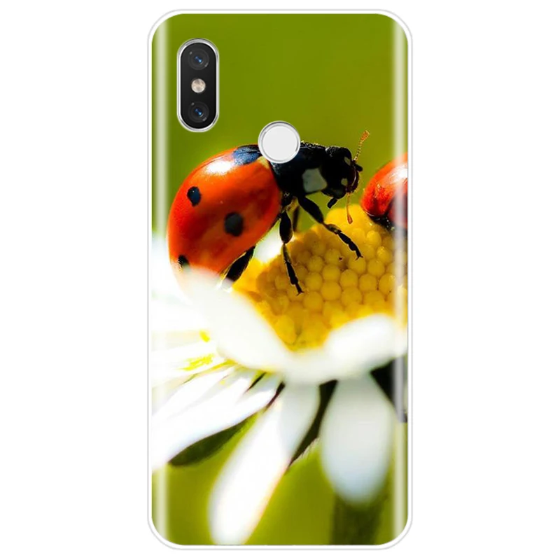 Чехол на сотовый телефон с четырьмя листочками божья коровка ромашка мягкий
